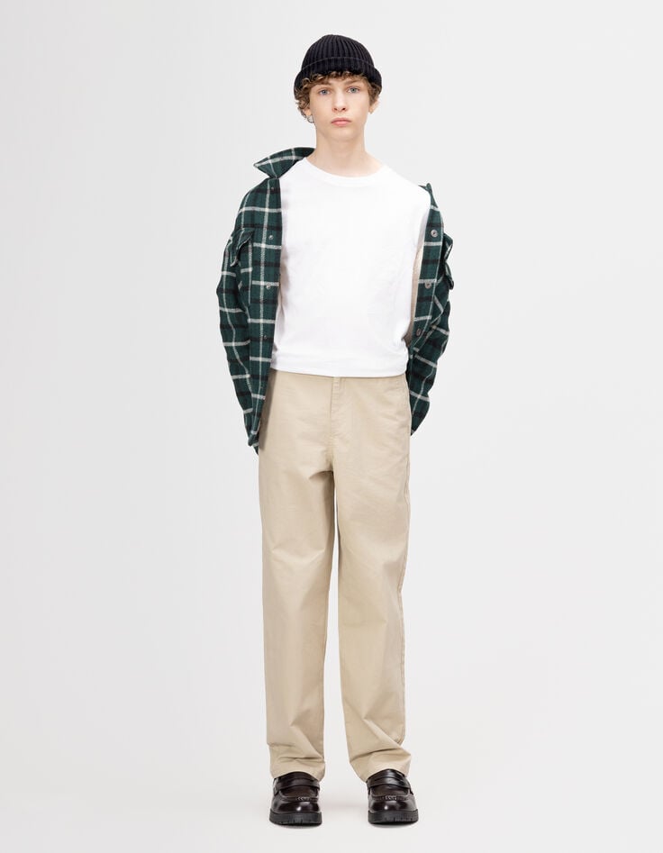 Pantalon chino beige forme loose garçon-1