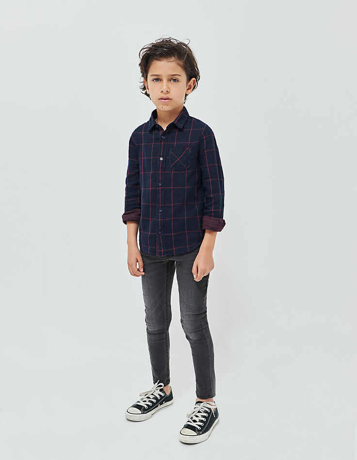 Navy hemd bordeaux ruiten jongens -2 Navy hemd bordeaux ruiten jongens -2