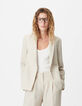 Veste de tailleur beige motif rayures tennis Femme-3
