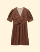 Robe camel imprim&eacute; fleurs noires I.Code-6