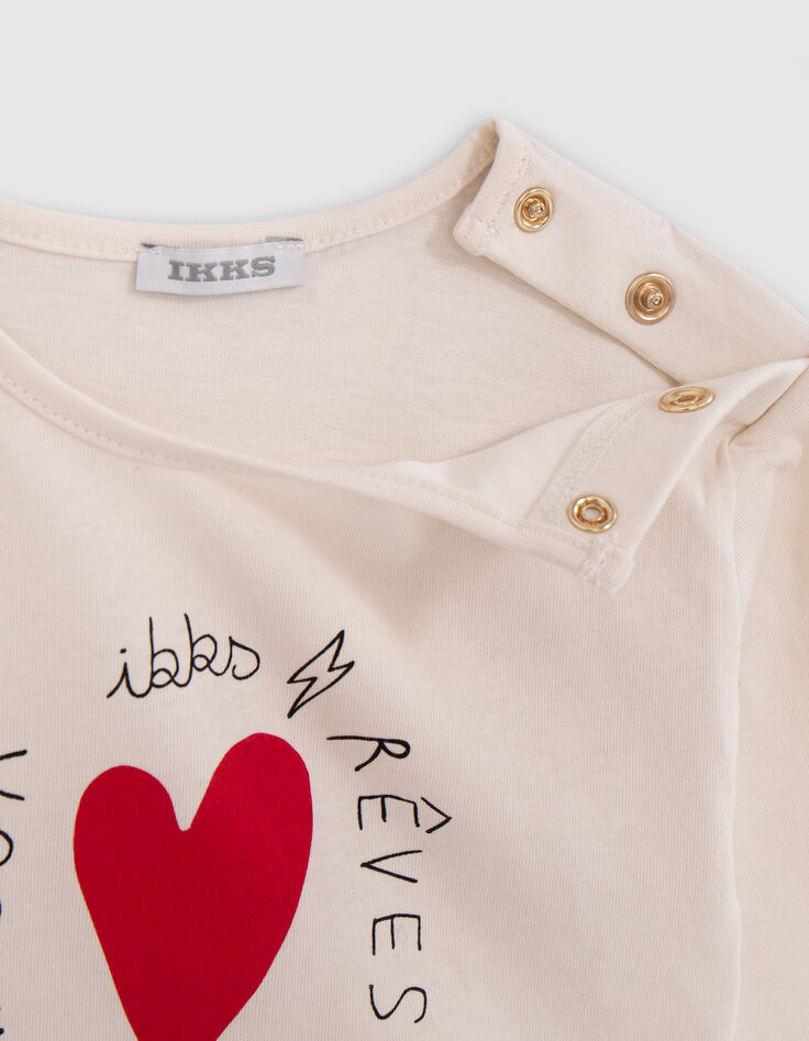 Camiseta crudo algod&oacute;n coraz&oacute;n y mensaje beb&eacute; ni&ntilde;a-5