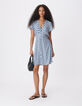 Women's blue floral print short dress-1