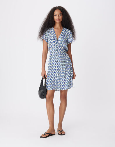 Women's blue floral print short dress - IKKS