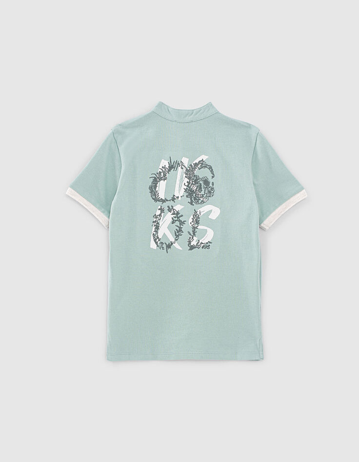 Polo aqua bio avec broderies dos garçon -4