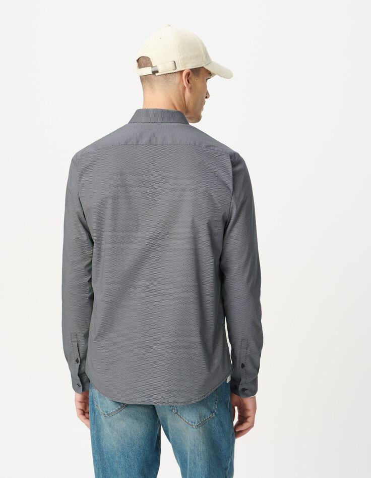 Chemise slim marine imprim&eacute; minimaliste Homme-3