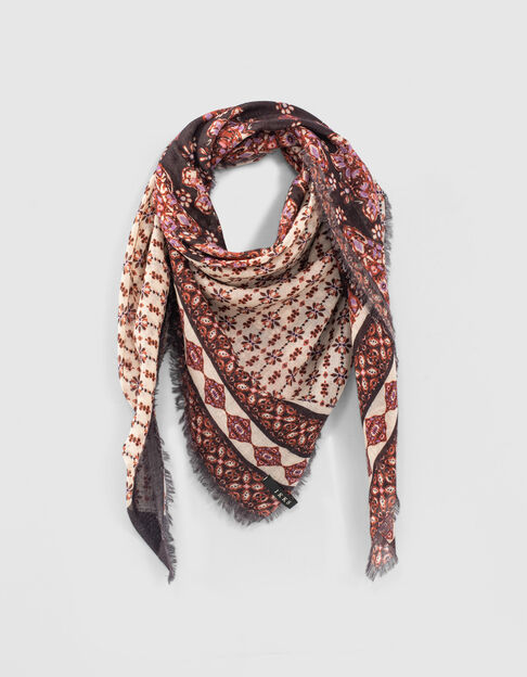 Women’s patchwork print wool square scarf
