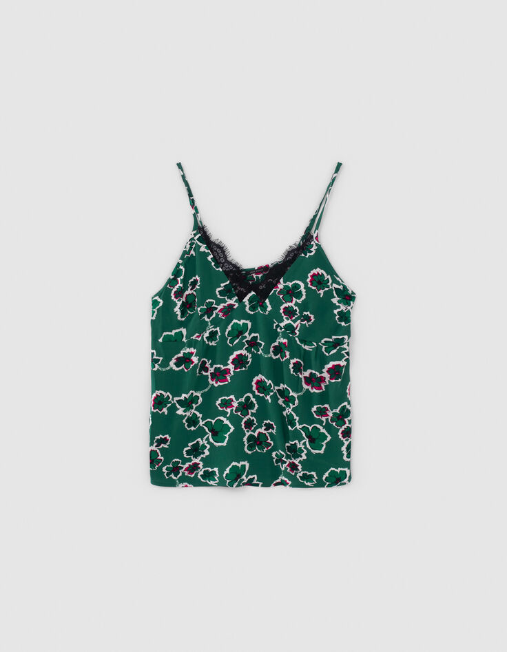 Groene top lingeriestijl maxi bloemenprint Dames-5