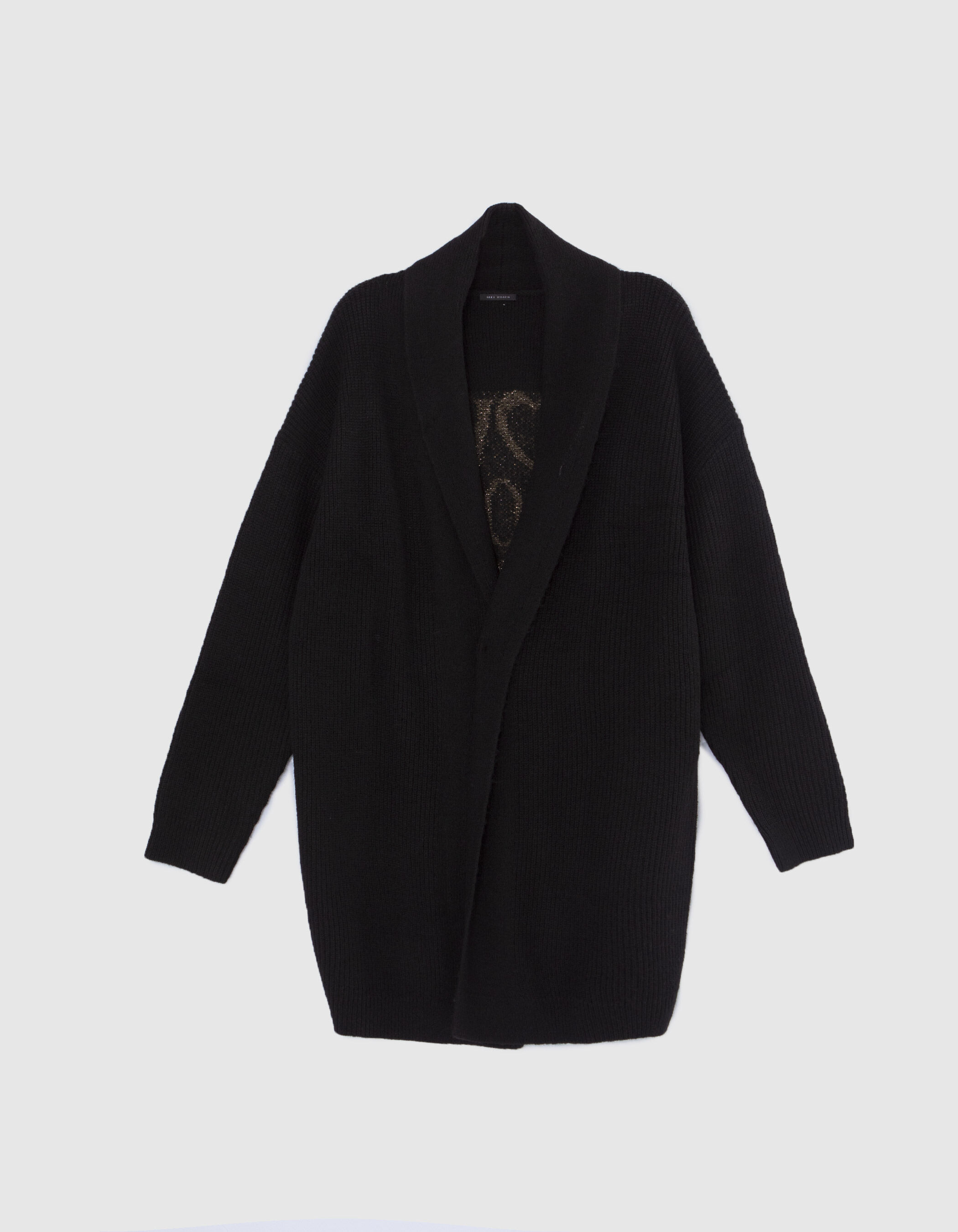 Women s black knit cardigan XL lettering slogan on back IKKS