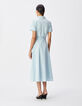 Robe chemise bleu ciel boutonn&eacute;e ceintur&eacute;e Femme-2