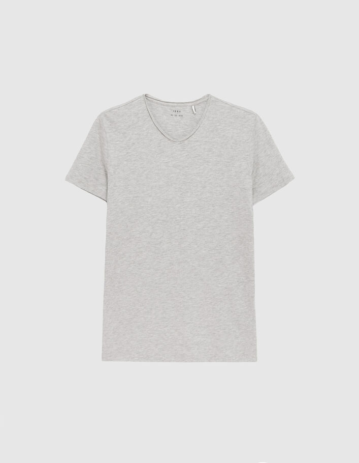 T-shirt L'Essentiel gris col V Homme - IKKS