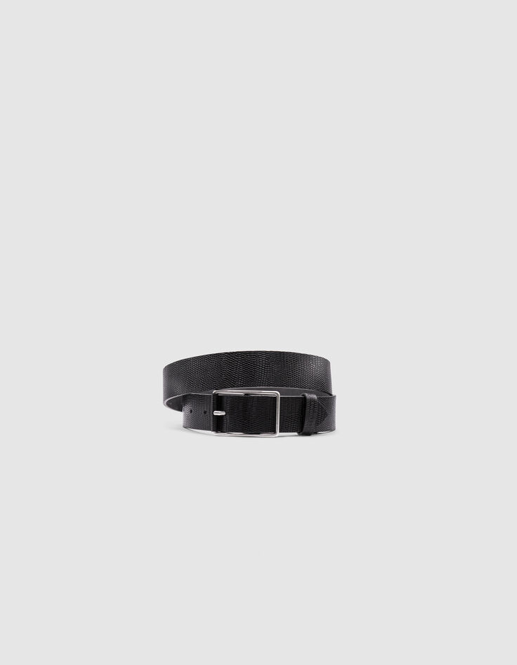Ceinture noire cuir embossé effet python Homme-1