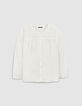 Blusa blanca de encaje para mujer-5