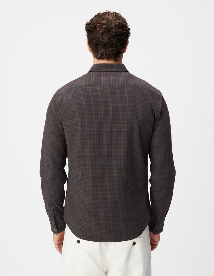 Camisa slim marino algod&oacute;n org&aacute;nico estampado de cuadros-3