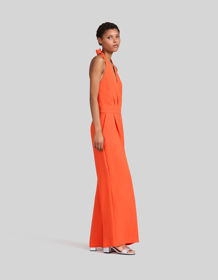 Women’s orange backless jumpsuit-2
