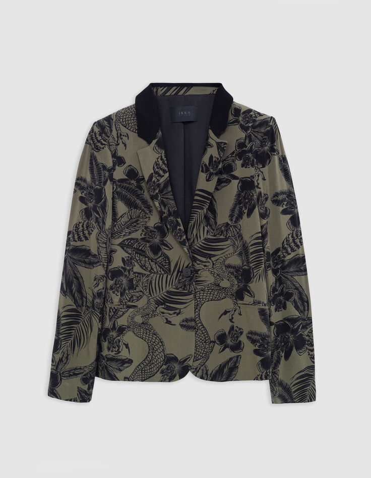 Chaqueta de traje de selva maxi LENZING&trade; ECOVERO&trade; de color caqui para mujer.-6