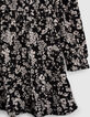 Robe noire effet portefeuille imprim&eacute; graphique fille-6