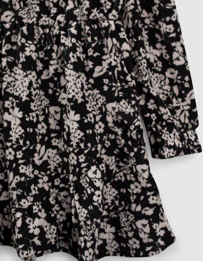 Zwarte jurk wikkeleffect grafische print meisjes - IKKS