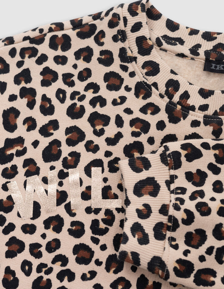 Sudadera beige estampado leopardo niña-6