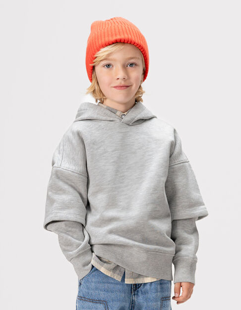 Graues Jungen-Maxi-Kapuzenshirt Motiv hinten - IKKS