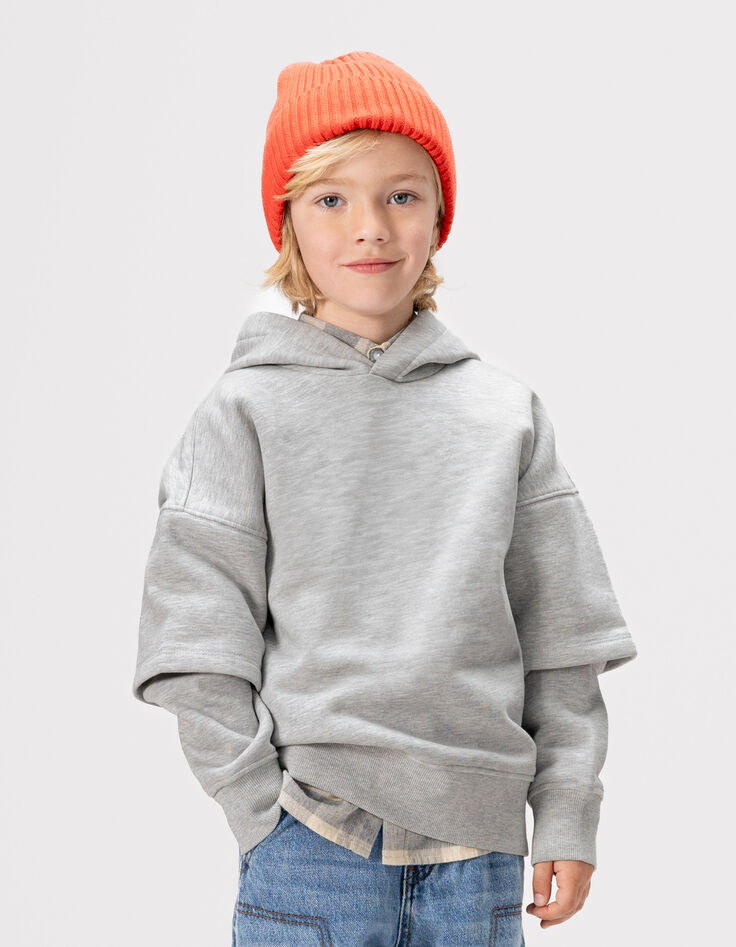 Boys&rsquo; grey hoodie with XL image on back-1