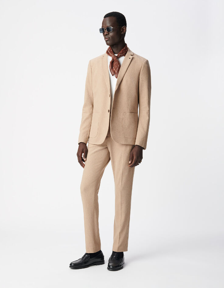 Traje chaqueta beige oscuro seersucker TRAVEL SUIT Hombre-7