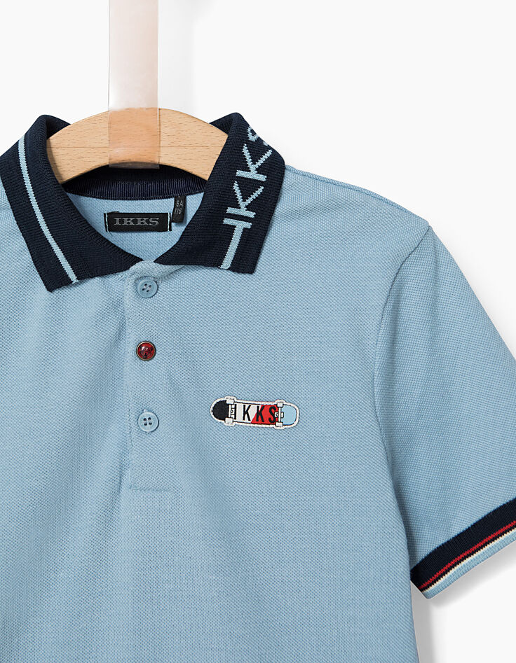 Polo azul cielo espalda bordada niño -4 Polo azul cielo espalda bordada niño -4