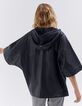 Women’s black cape-style leather jacket with hood-5