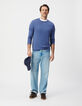 Men's blue organic cotton fine knit flamed sweater-2