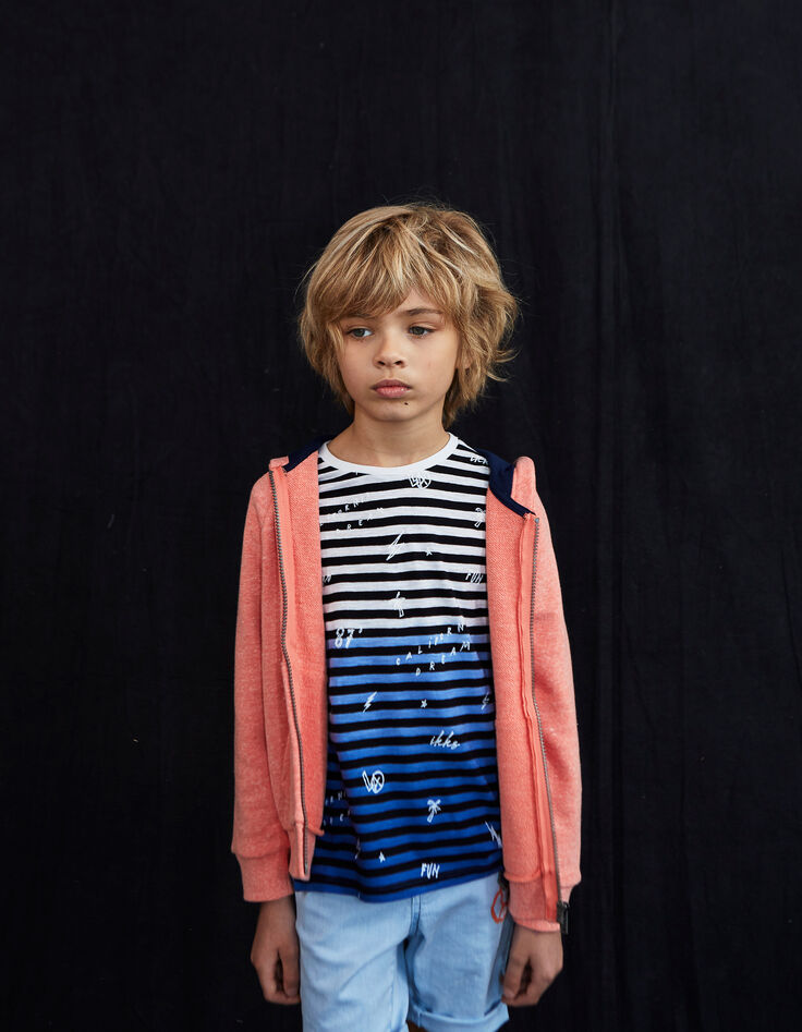 Boys’ terracotta mask-hood sweatshirt cardigan-1