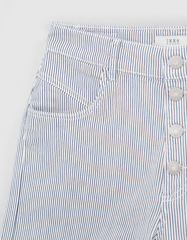 Women’s white waterless denim shorts with blue stripes - IKKS
