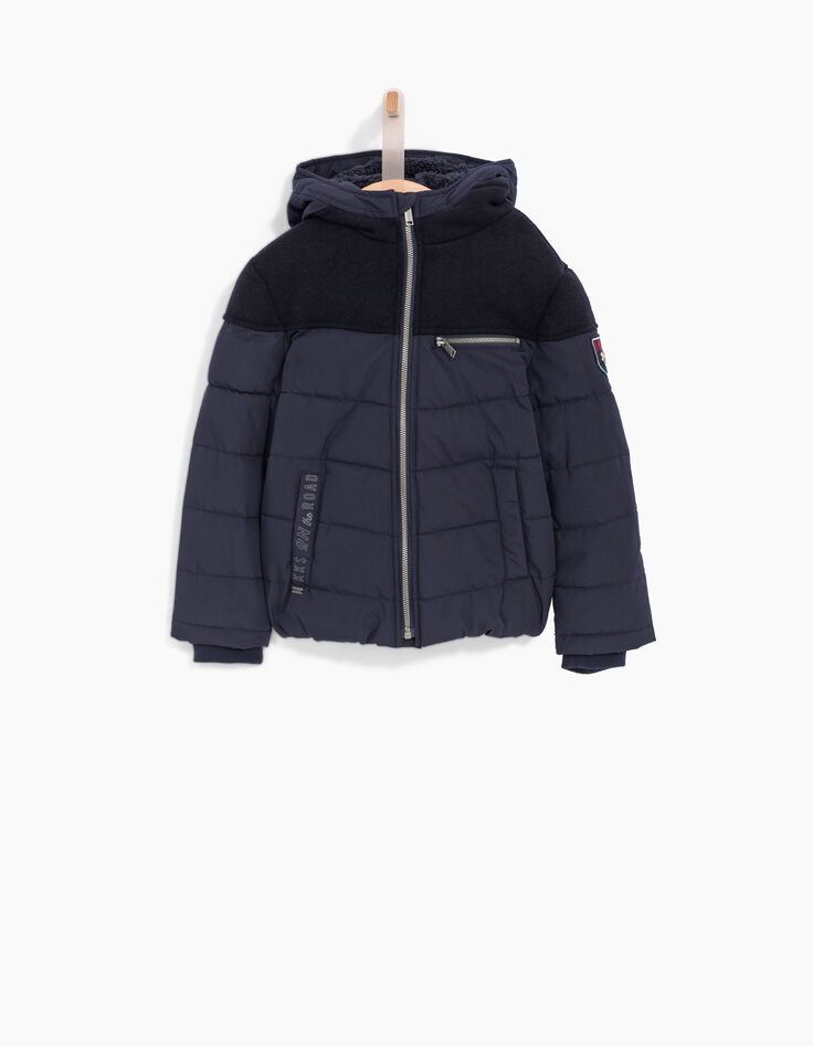 Doudoune marine bi-matière, doublure sherpa garçon-2