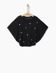 Tee-shirt-cape noir brodé fille-4