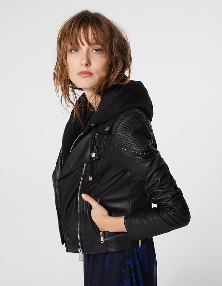 Ikks Manteau A Capuche Noir Femme Black Wool Trench Coat Manteau