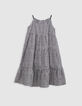 Robe longue noire imprimé graphique fille-5