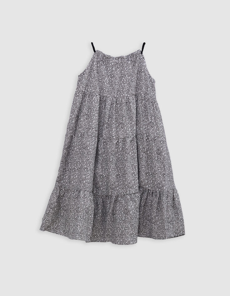 Robe longue noire imprimé graphique fille-5