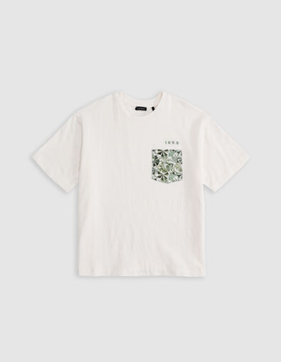 Camiseta blanca algodón bolsillo tejido Liberty niño - IKKS