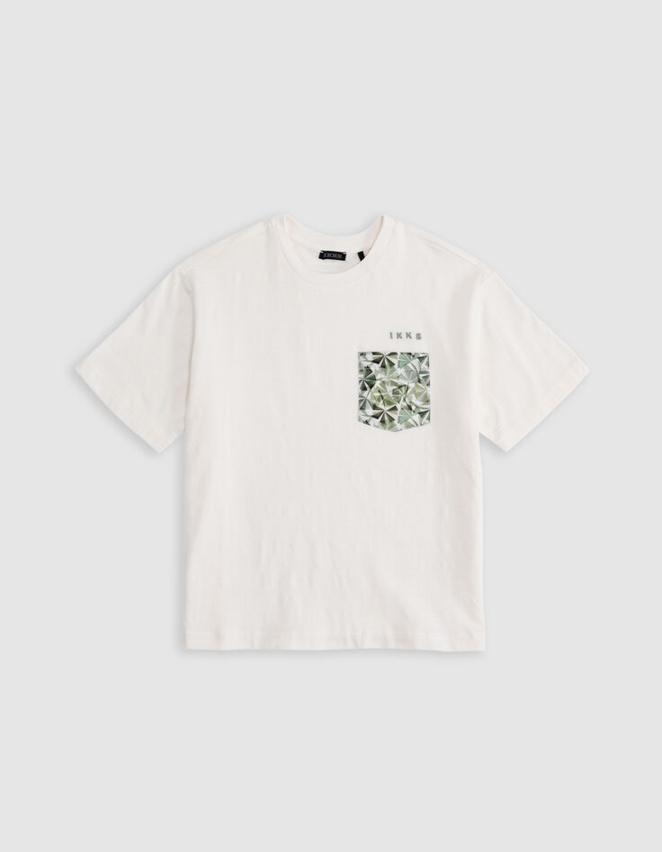 Camiseta blanca algodón bolsillo tejido Liberty niño-1