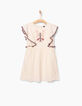 Vestido beige claro bordado niña-2