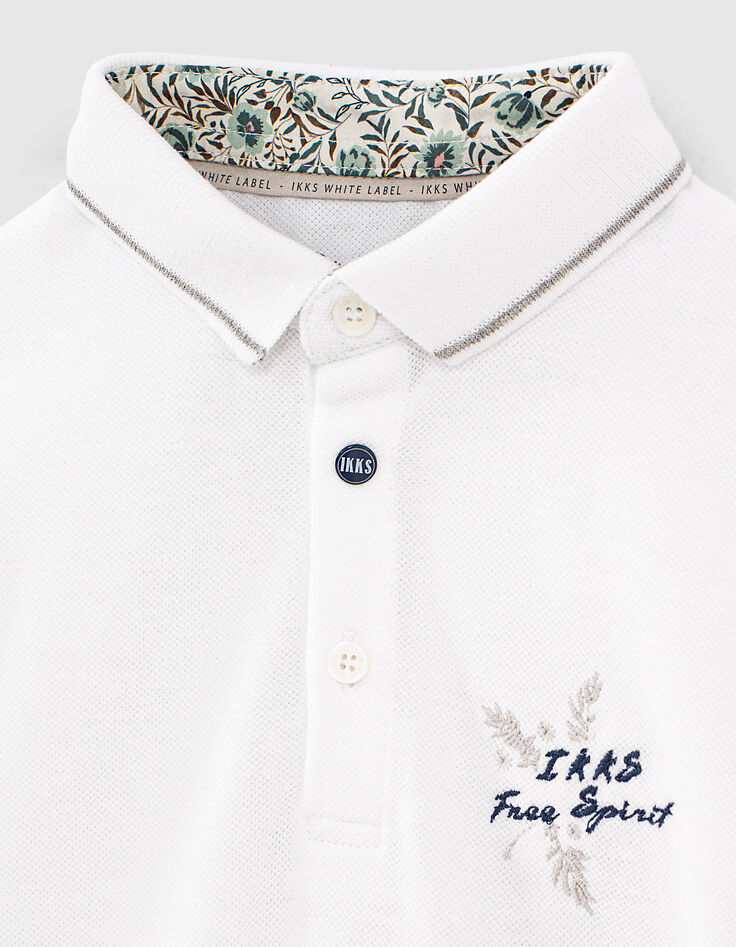 Optisch weißes Jungenpoloshirt mit Stickerei -3