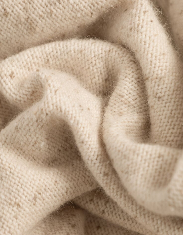 Beiger Winterpullover Rundhalsausschnitt-8