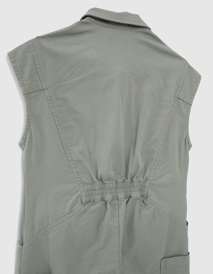 Girls' khaki jumpsuit with colour embroidery-6
