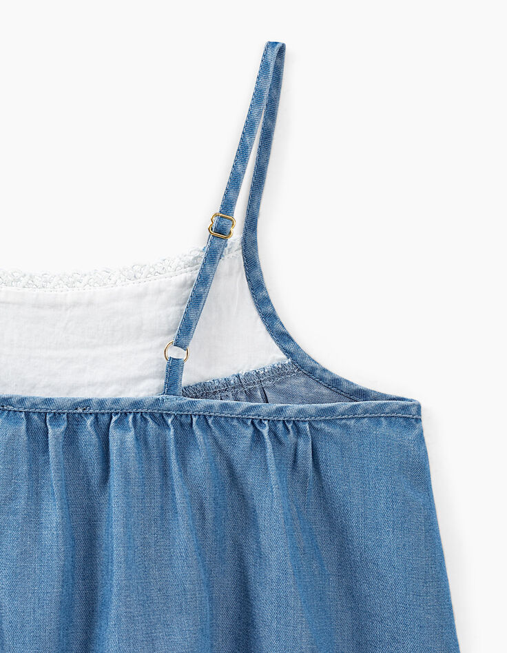 Robe light blue à bretelles avec dentelle fille-5