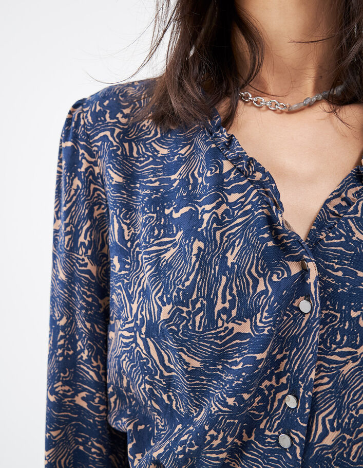 Women’s blouse with pretty printed ruffle neckline - IKKS