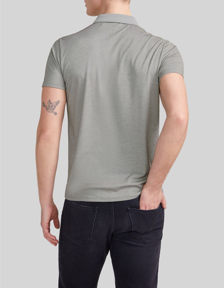 Polo caqui jaspeado bimaterial hombre-3