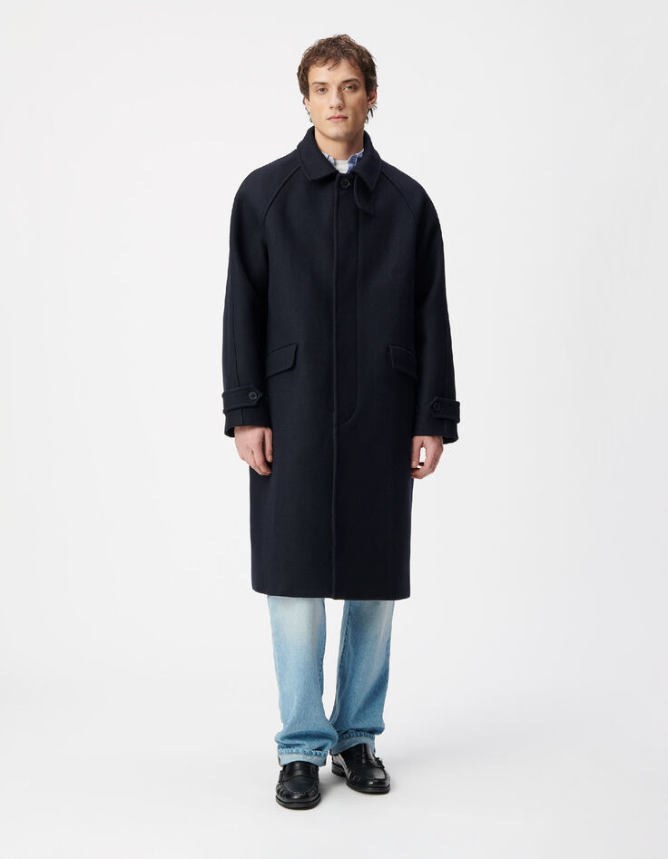 Men's navy blue long coat-5