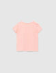 Baby girls’ peach T-shirt, embroidery & espadrilles image-2