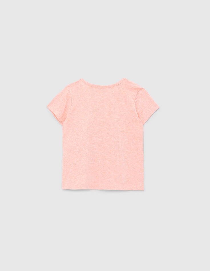 Baby girls’ peach T-shirt, embroidery & espadrilles image-2