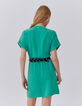 Robe verte forme portefeuille manches cloutées Femme-3
