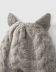 Bonnet et snood gris chiné moyen torsadés bébé fille -3