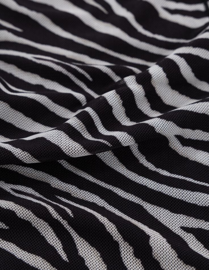 Black zebra motif mesh T-shirt-6 Black zebra motif mesh T-shirt-6